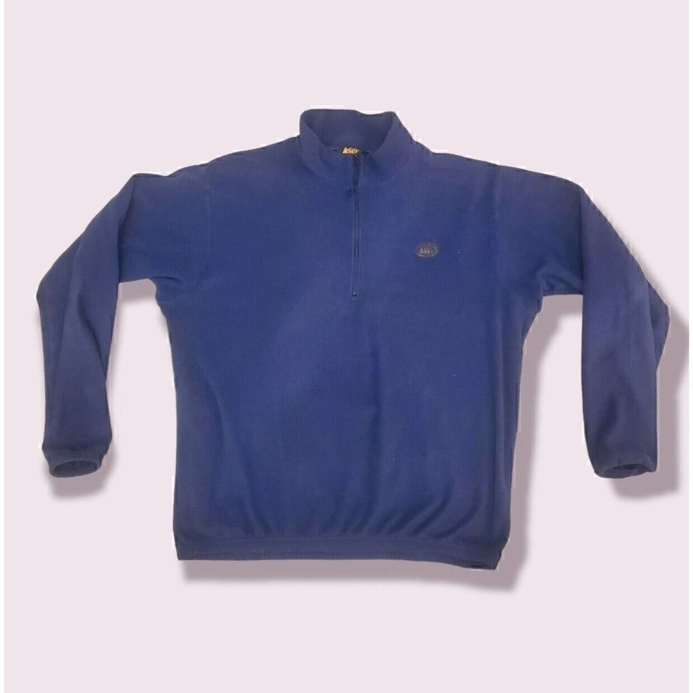 REI Fleece Sweater Mens Xtra Large Blue Quarter Zip Long Sleeve Camping Vintage